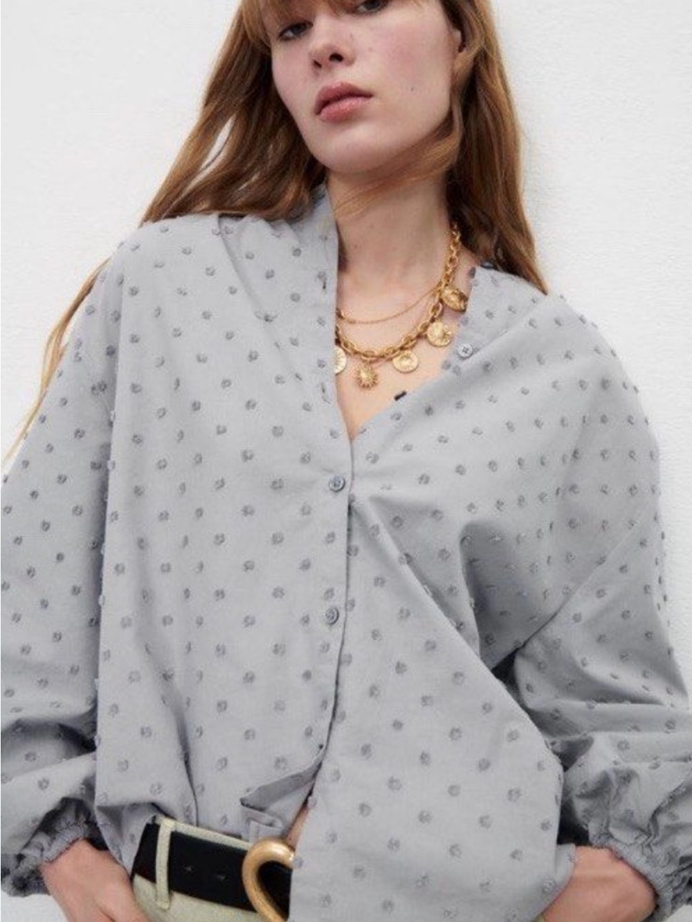 ZARA Dot-Print Blouse